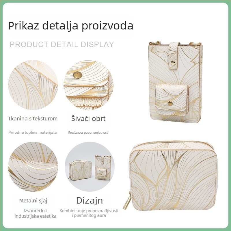 Prilagodljiva četvrtasta torbica za šminku, PU koža i poliester, kompaktna mala torbica za žene