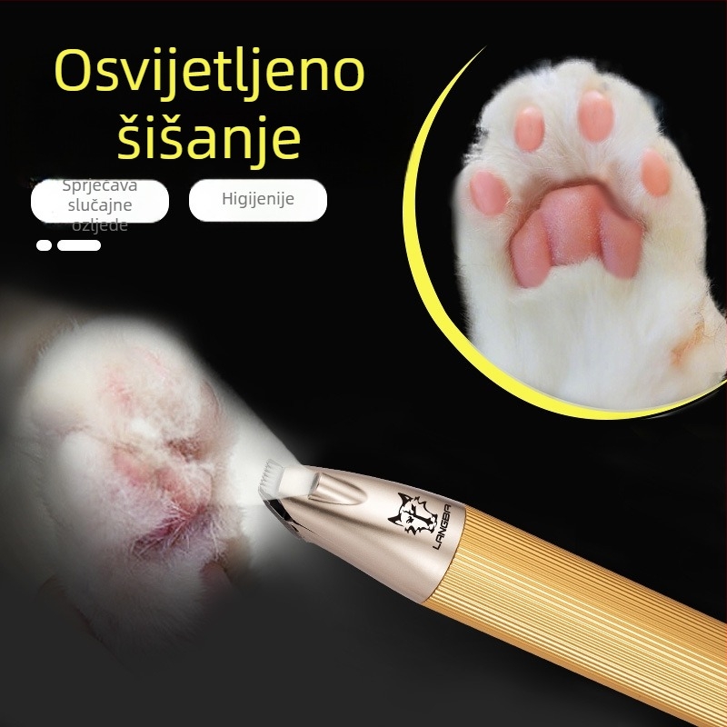 Trimer za dlaku kućnih ljubimaca sa širokom reznom glavom – Wolf Master, metalni, za mačke i pse (lice, uši, oči, šape)
