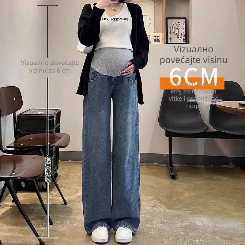 Traperice za trudnice, opuštenog kroja, podrška trbuha, denim 70-80% pamuka, 2023