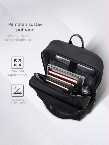 Ruksak za prijenosno računalo, unisex, poliesterski, vodootporan, gradski minimalistički stil, zapremina 20–35 L, za 16-inčni prijenosnik, za slobodno vrijeme i putovanja