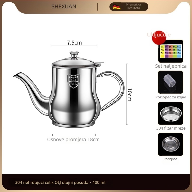Posuda za ulje od 316L nehrđajućeg čelika za kuhinju, prehrambena kvaliteta, automatsko otvaranje i zatvaranje