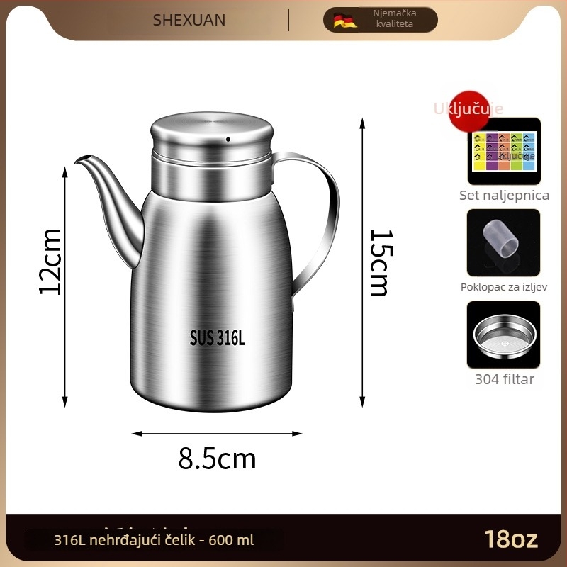 Posuda za ulje od 316L nehrđajućeg čelika za kuhinju, prehrambena kvaliteta, automatsko otvaranje i zatvaranje