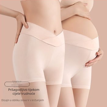 Trudničke leggings s visokim strukom, prozračna viskoza, V-oblik presjeka, unutarnja pamučna podstava