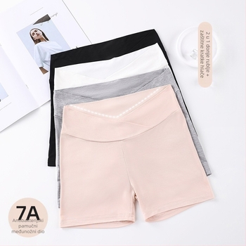Trudničke leggings s visokim strukom, prozračna viskoza, V-oblik presjeka, unutarnja pamučna podstava