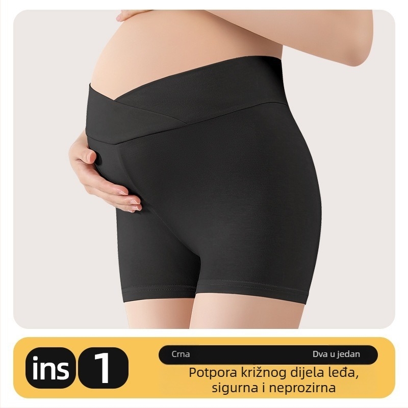 Trudničke leggings s visokim strukom, prozračna viskoza, V-oblik presjeka, unutarnja pamučna podstava
