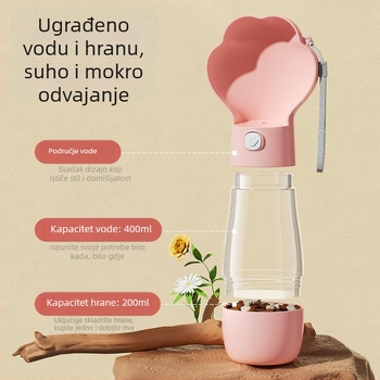 Prenosna posuda za vodu i hranu za kućne ljubimce za vanjske šetnje, plastična, za pse i mačke