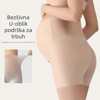 Gaćice za trudnoću sa sigurnosnom podrškom trbuha, visokim strukom, Ice Silk najlon pletena tkanina (50–70% najlon), podstava u području prepreke od vlakana regenerirane celuloze (80–90%), pogodne za sve sezone