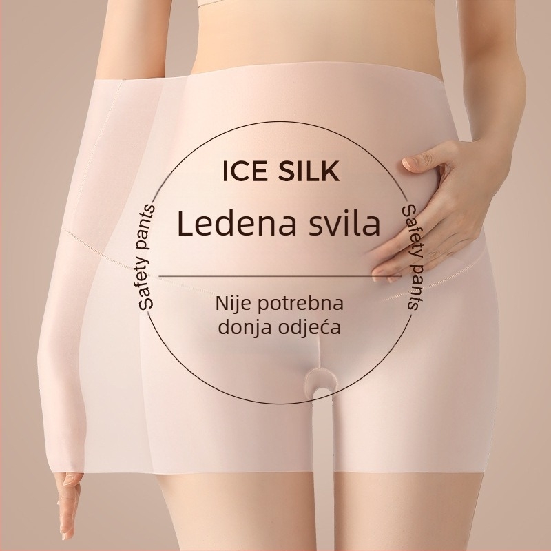 Gaćice za trudnoću sa sigurnosnom podrškom trbuha, visokim strukom, Ice Silk najlon pletena tkanina (50–70% najlon), podstava u području prepreke od vlakana regenerirane celuloze (80–90%), pogodne za sve sezone
