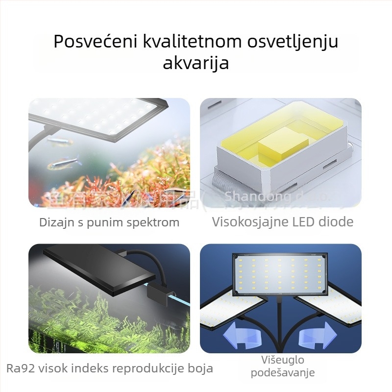 Klip lampica za akvarij s punim spektrom i mekim svjetlom, prilagodljiva snaga, višefunkcionalna