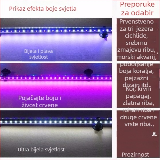 Vodootporna akvarijska lampa za podvodno osvjetljenje, visoka svjetlina za ukrasne ribe i vodene biljke