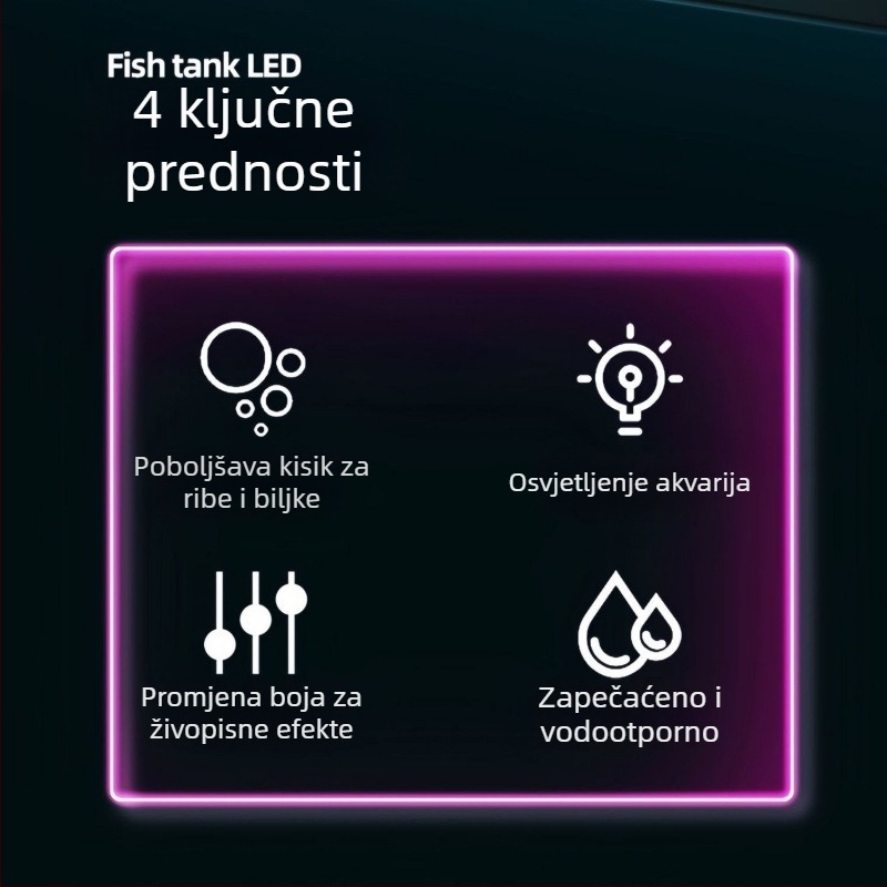 LED svjetlo za akvarij s mjehurićima - vodootporno, potpuno spektralno osvjetljenje, osvjetljenje za akvarijski pejzaž i oksigenaciju
