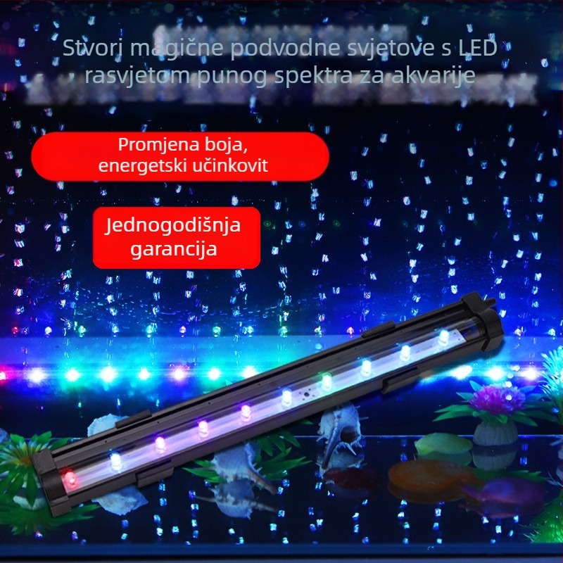 LED svjetlo za akvarij s mjehurićima - vodootporno, potpuno spektralno osvjetljenje, osvjetljenje za akvarijski pejzaž i oksigenaciju