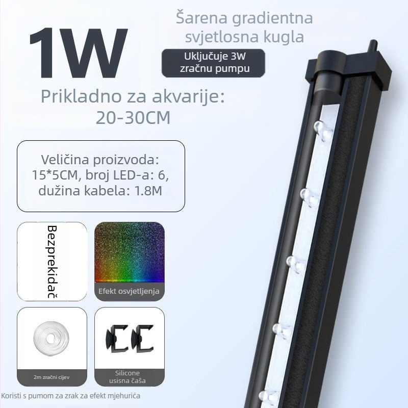 LED svjetlo za akvarij s mjehurićima - vodootporno, potpuno spektralno osvjetljenje, osvjetljenje za akvarijski pejzaž i oksigenaciju