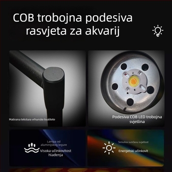LED podvodno osvjetljenje za akvarij za uzgoj biljaka — potpuno spektrum, aluminijsko kućište, 15W, pogodno za mikro pejzaže s mahovinom