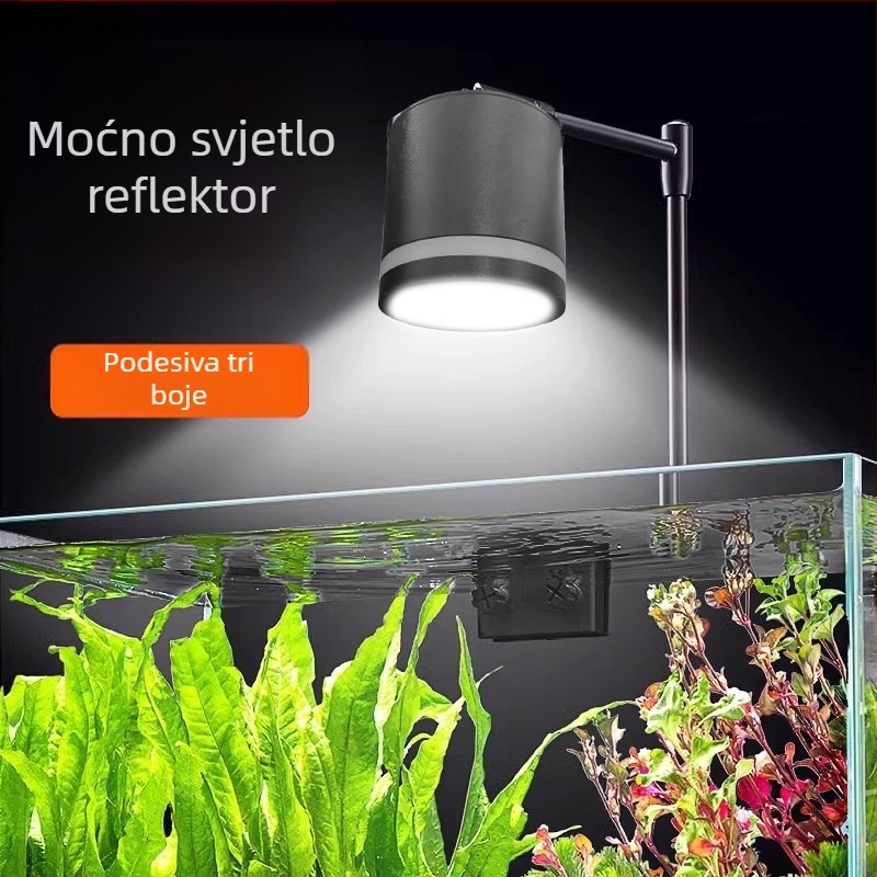 LED podvodno osvjetljenje za akvarij za uzgoj biljaka — potpuno spektrum, aluminijsko kućište, 15W, pogodno za mikro pejzaže s mahovinom