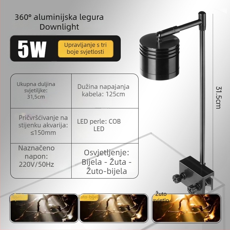 Mali downlight od aluminijeve legure za akvarij i kadu – rasvjeta, 5W/6W, težina varira