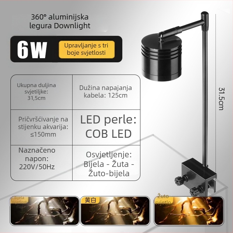 Mali downlight od aluminijeve legure za akvarij i kadu – rasvjeta, 5W/6W, težina varira