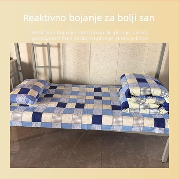 Pamučni trodjelni set posteljine za studentsku sobu: navlaka za jorgan, plahte i navlaka za jastuk, za kat postelje, prugasti, moderan minimalistički stil