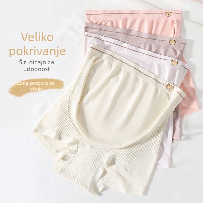 Bešavne trudničke gaćice s visokim strukom i potporom trbuha, za sve faze trudnoće, plus veličina