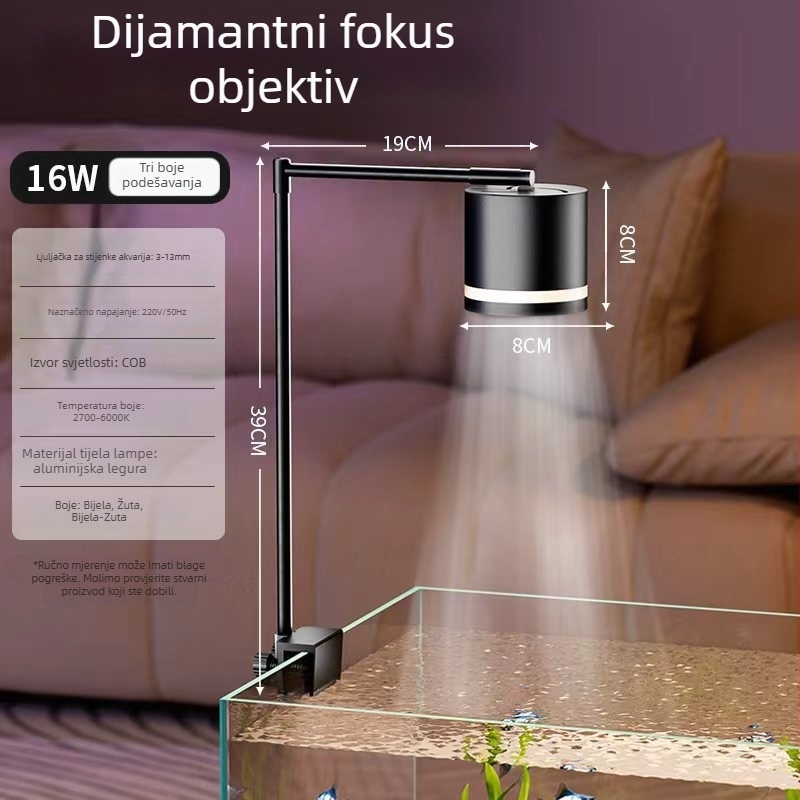 Viseće akvarijsko svjetlo za vodene biljke, 16W, aluminijska legura, 330 g