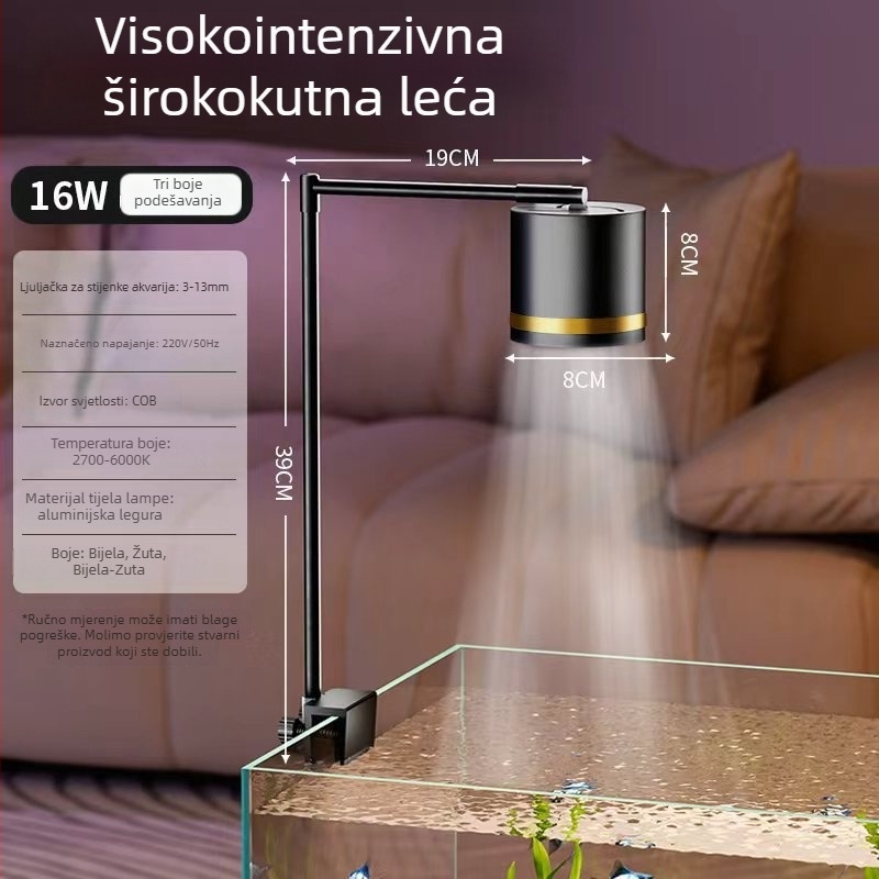 Viseće akvarijsko svjetlo za vodene biljke, 16W, aluminijska legura, 330 g