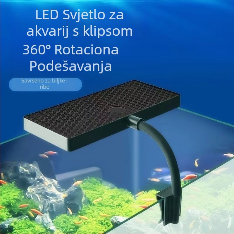 LED klipsa za akvarij, 8W, energetski učinkovit, potpuno spektra za vodene biljke