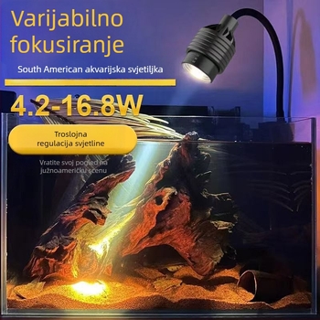 LED klip svjetlo za akvarij u stilu Južne Amerike, aluminijsko kućište, podesivo fokusiranje, 8–18W