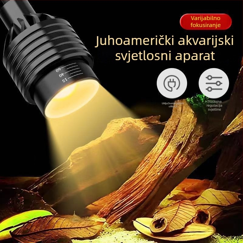LED klip svjetlo za akvarij u stilu Južne Amerike, aluminijsko kućište, podesivo fokusiranje, 8–18W