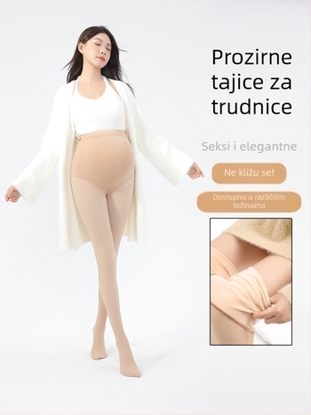 Trudničke tajice s flis podstavom, tople i debele, najlon 70–80% + poliester <30%, srednja debljina, visoka elastičnost