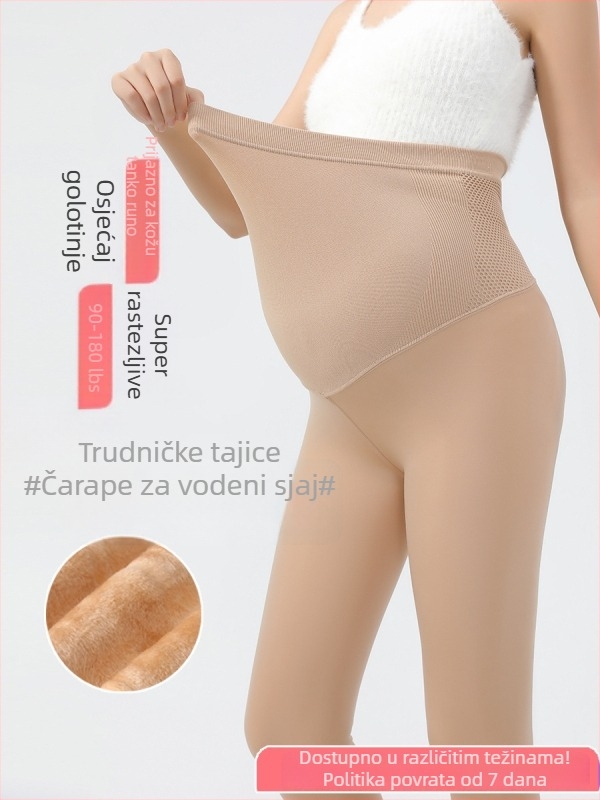 Trudničke tajice s flis podstavom, tople i debele, najlon 70–80% + poliester <30%, srednja debljina, visoka elastičnost