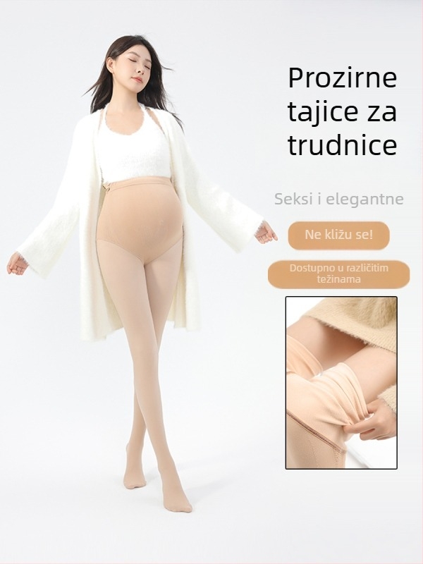 Trudničke tajice s flis podstavom, tople i debele, najlon 70–80% + poliester <30%, srednja debljina, visoka elastičnost