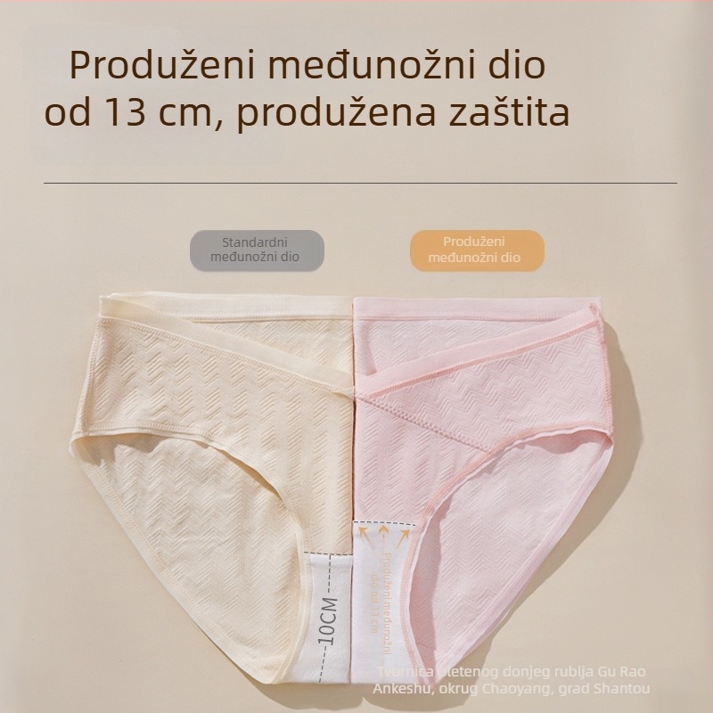 Klasa A 7A pamuk, trudničke gaćice s niskim pojasom i produženim preponama, prozračne i udobne tijekom trudnoće i poslije poroda