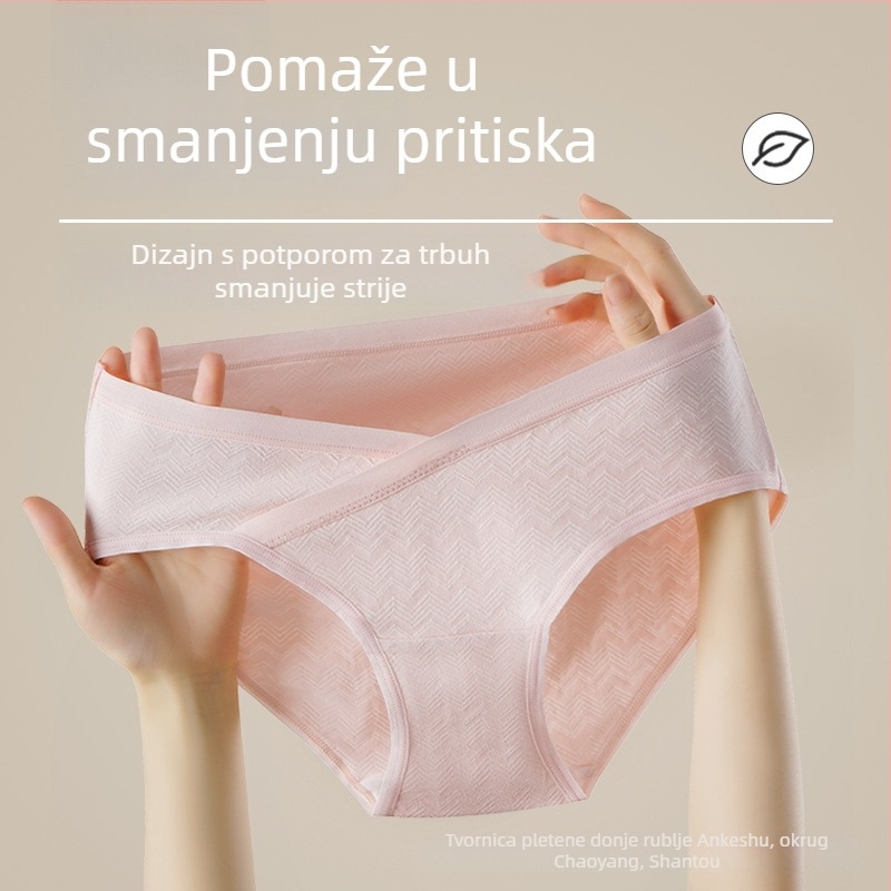 Klasa A 7A pamuk, trudničke gaćice s niskim pojasom i produženim preponama, prozračne i udobne tijekom trudnoće i poslije poroda