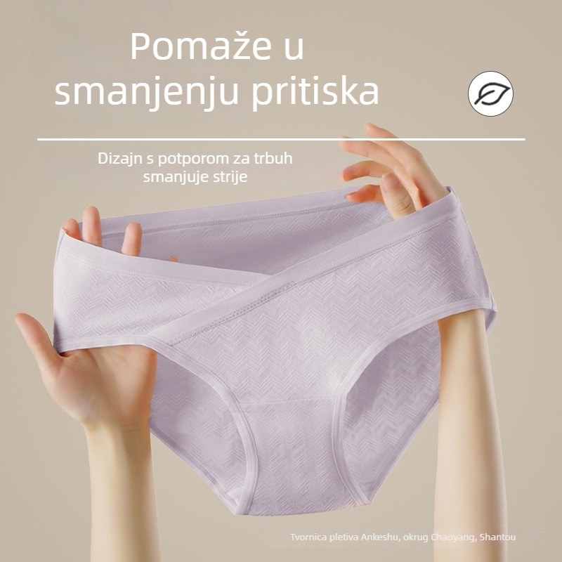 Klasa A 7A pamuk, trudničke gaćice s niskim pojasom i produženim preponama, prozračne i udobne tijekom trudnoće i poslije poroda
