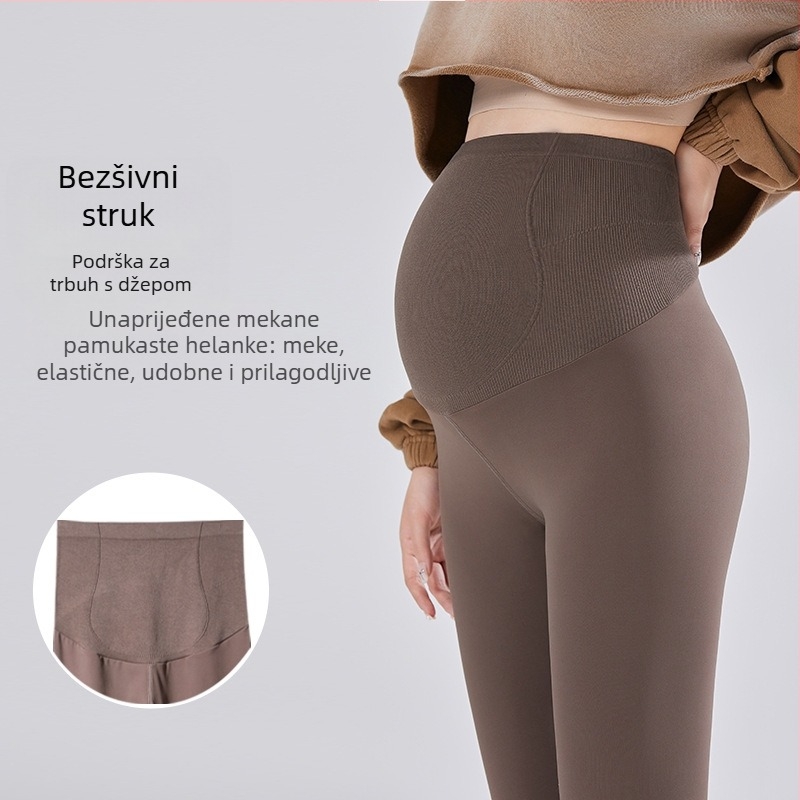 Trudničke joga hlače – visoki pojas bez šavova, dužina 9/10, materijal Nylon/Spandex (70–80% Nylon, <30% Spandex), uski kroj