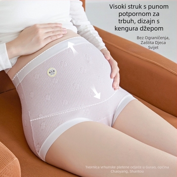 Trudničke gaćice s visokim strukom, 90-95% pamuka, prozračni pleteni materijal, podrška trbuhu, 100% pamuk u području prepona, za trudnice
