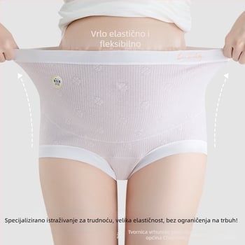 Trudničke gaćice s visokim strukom, 90-95% pamuka, prozračni pleteni materijal, podrška trbuhu, 100% pamuk u području prepona, za trudnice