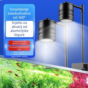 Svjetlo za akvarij od aluminijske legure - Mingqi, 7W, 800 g, za biljke i pejzažni akvarij
