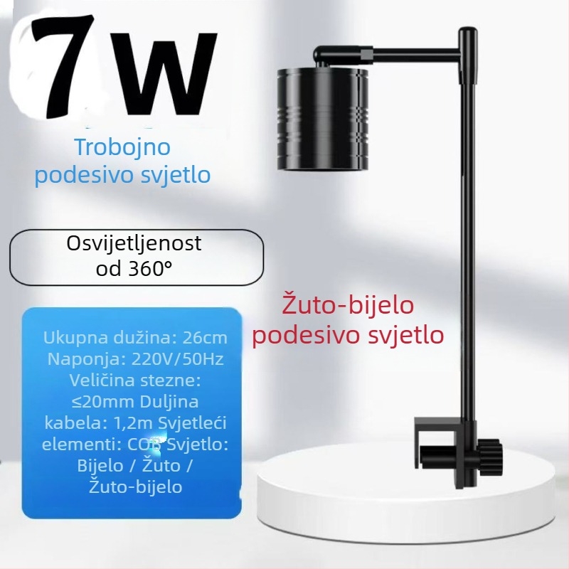 Svjetlo za akvarij od aluminijske legure - Mingqi, 7W, 800 g, za biljke i pejzažni akvarij