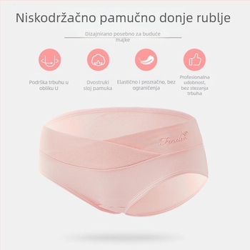 Gaćice za trudnice s niskim strukom, bezšivne, pamuk, antibakterijska prepona, podizanje bokova