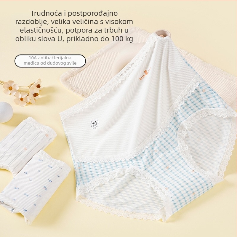 Donje rublje za trudnoću, visok struk, plus veličina, modal pamuk, produženi prepona, podrška trbuhu