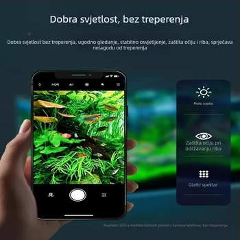 Klip LED svjetlo za akvarij, USB napajanje, podesiva jačina, dopunsko osvjetljenje za ribice i vodene biljke