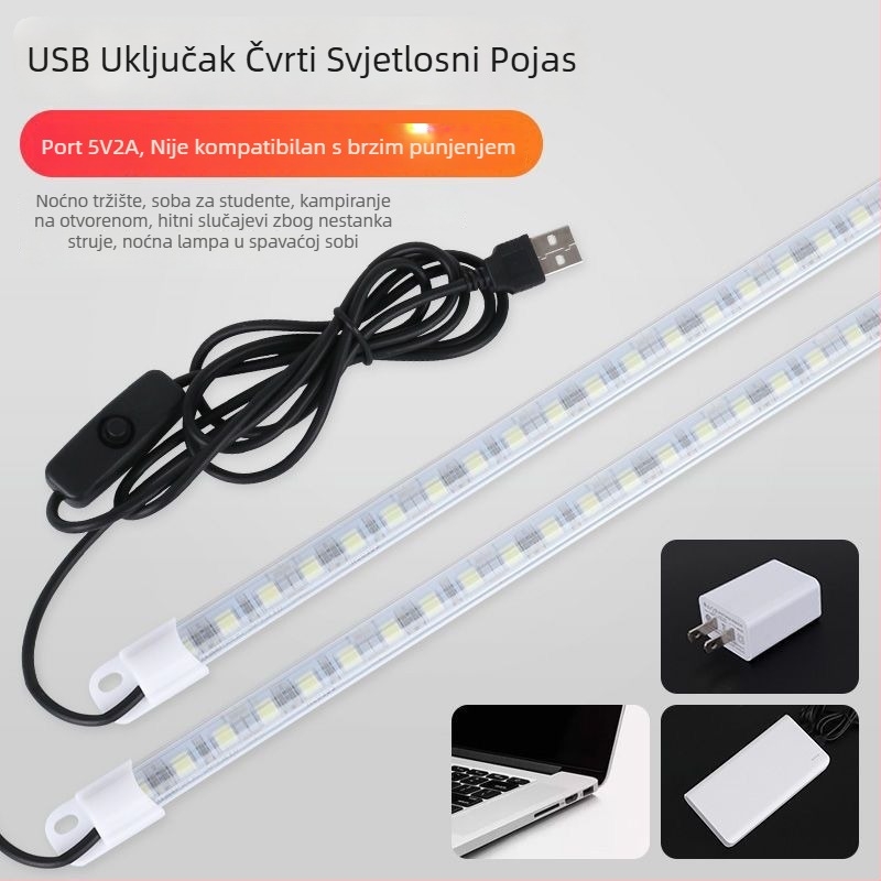 USB vodootporna LED traka, super svijetla, s integriranom power bankom, za kampiranje, dom i akvarij