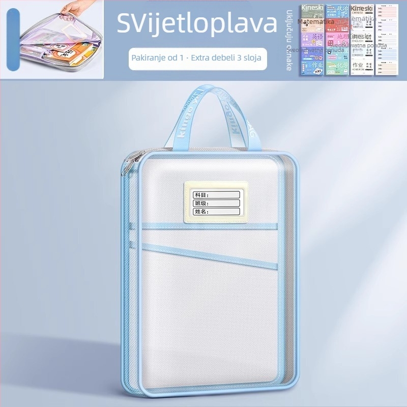 L-oblik torba za predmete za učenike, mrežni materijal, zatvarač, crtani oblik, velika zapremina skladišta