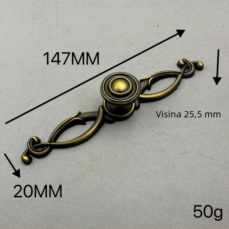 Drška za vrata ormara – cinkova zliatina, retro stil, elektroplatiranje, model 12, MAIDA