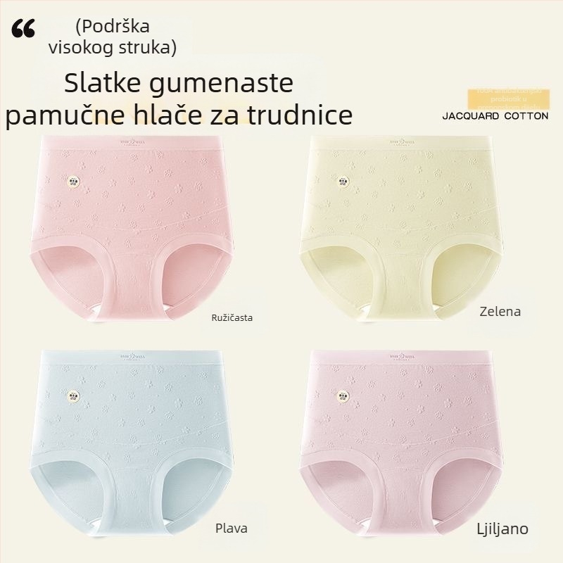 Trudničko donje rublje, visokim strukom za potporu trbuha, prozračni pleteni pamuk, podstava 100% pamuk, model 8101