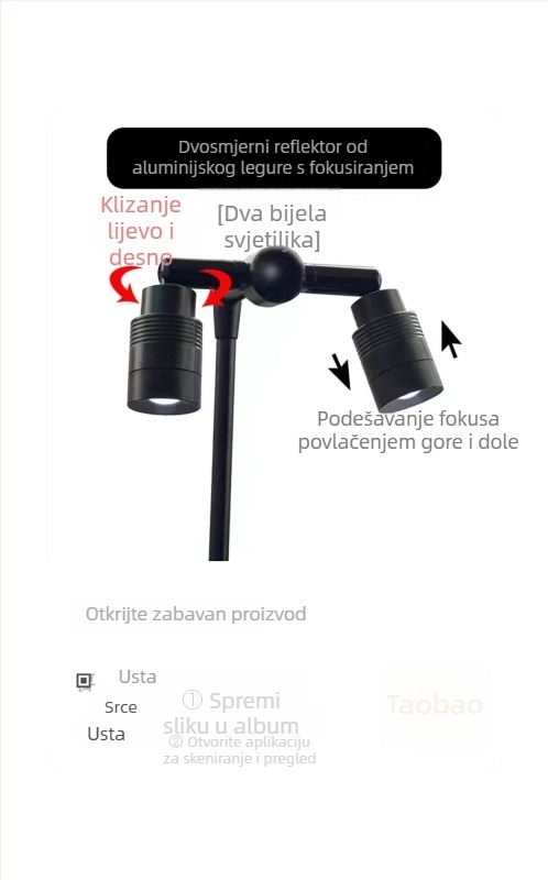 LED rasvjeta za akvarij - dvostruka glava, aluminijeva legura, 6W, energetska ušteda, uređenje krajolika