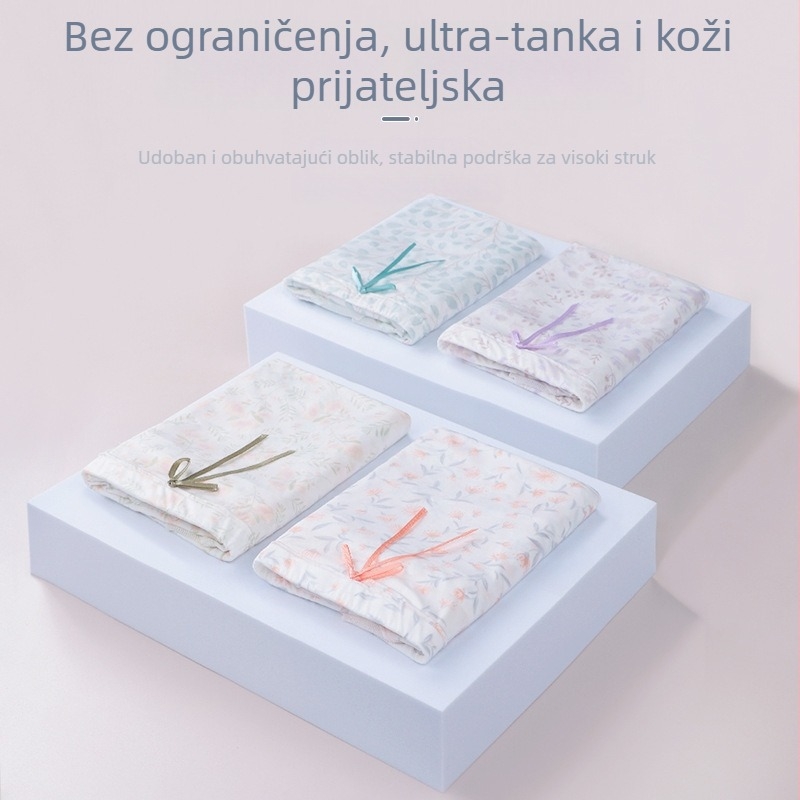 Trudničko donje rublje s visokim strukom, prozračne, antibakterijski, podrška trbuha, cvjetni uzorak; glavni materijal najlon 70–80%, podstava od pamuka 90–95%.