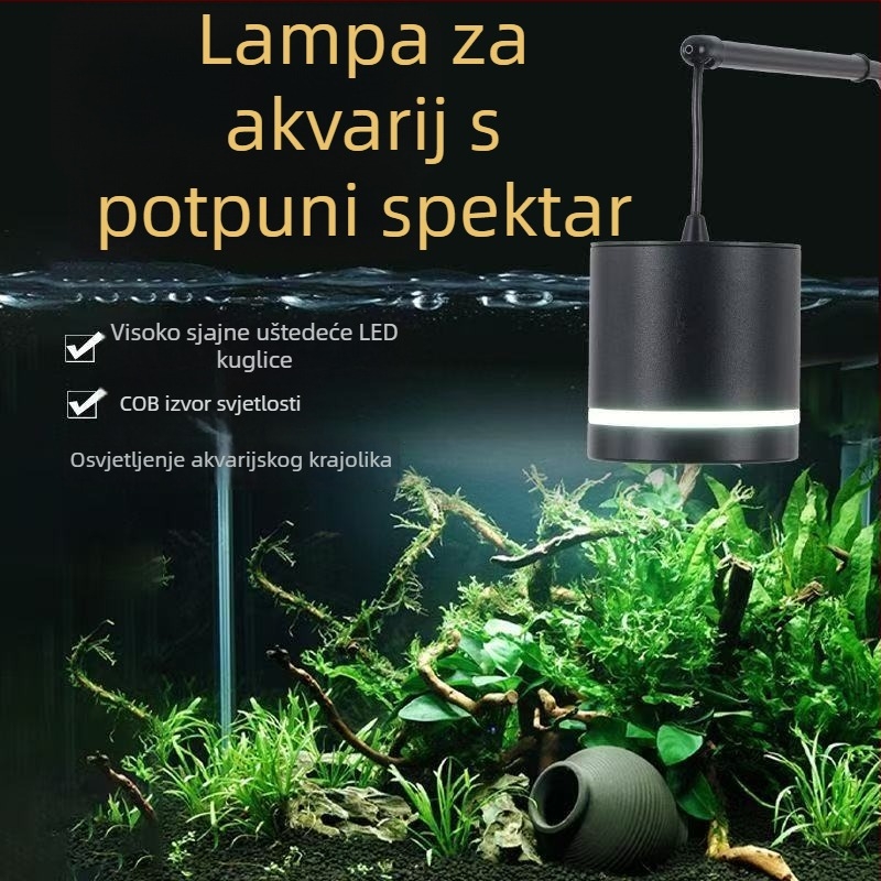 LED rasvjeta za akvarij za vodene biljke, COB LED s punim spektrom, 10W, kućište od aluminijskog legura, viseće svjetlo, 600 g