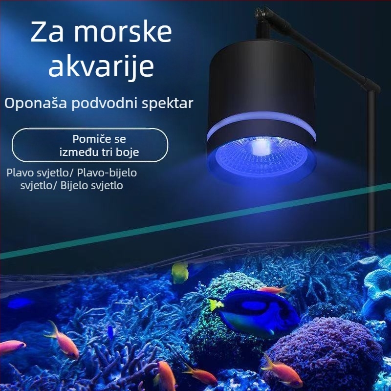 LED rasvjeta za akvarij za vodene biljke, COB LED s punim spektrom, 10W, kućište od aluminijskog legura, viseće svjetlo, 600 g